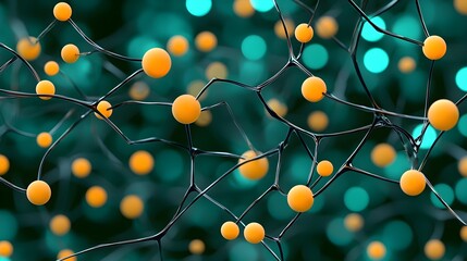 Poster - Abstract Representation of Molecular Structure with Vibrant Yellow and Teal Elements