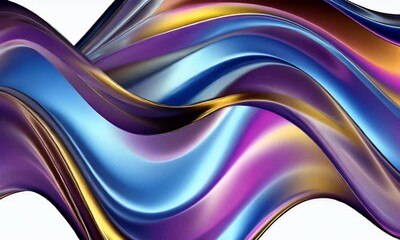 Poster - 3d rendering multi colored flowing abstract iridescent wave shape


