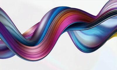 Poster - 3d rendering multi colored flowing abstract iridescent wave shape