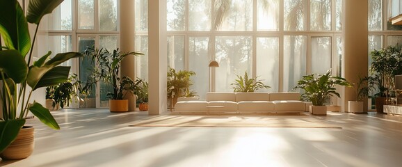 Poster - Bright, modern interior with plants and natural light.