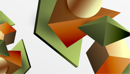 Poster - Abstract design showcasing isometric cubes, pyramids, squares, and spheres in a vibrant 3D layout. Modern and dynamic, perfect for tech, design, or futuristic themes