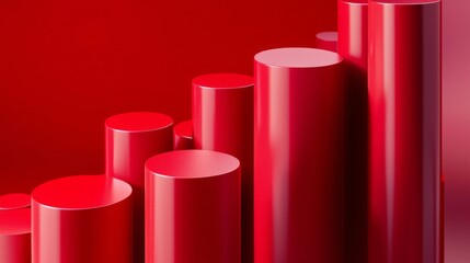 Poster - A series of red cylinders arranged in a staircase