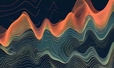 Poster - Trading market graph with financial data, business concept, currency exchange, in the style of intricately mapped worlds, dark compositions, zone system, bold outlines, flat colors,