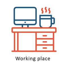 Fototapete - Working Place Vector Two Color Icon. Eps 10 File 