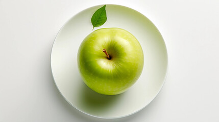 Sticker - Fresh Green Apple on White Plate