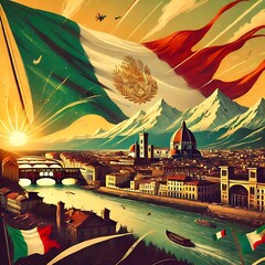 Wallpaper for republic day in italy with italian flag waving in the wind.