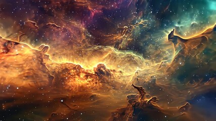 Wall Mural - a vibrant expanse of stars and clouds in a celestial setting, a textured nebula glowing with the col