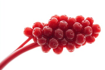 Sticker - A close-up of a cluster of glossy red berries on a stem, highlighting their texture and shine.