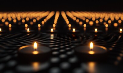 Aufkleber - A serene arrangement of glowing candles creating a tranquil atmosphere.