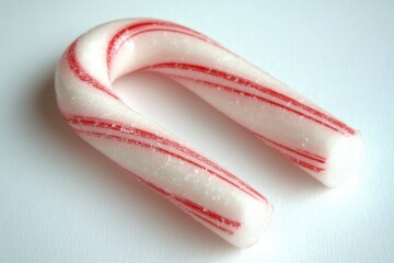 A close-up of a red and white striped candy cane, often associated with festive celebrations.