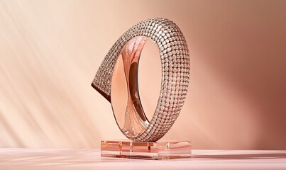 Aufkleber - A stylish, modern sculpture adorned with sparkling crystals on a clear base.