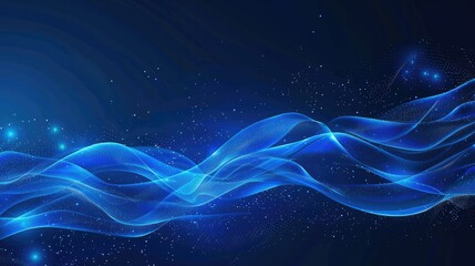 Leinwandbilder - Blue wave background vector presentation design with blue waves and lines on a dark blue background. Abstract technology and digital concept background for a business card, poster or banner template