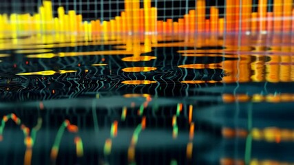 Poster - This video showcases a vibrant and colorful background featuring various lines and patterns, A waterfall chart showing changes in equity values