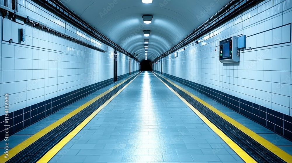 White tunnel interior in a 3D-rendered empty room with seamless, modern ...