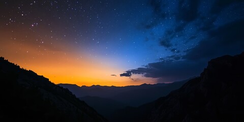 Wall Mural - serene night sky over majestic mountain landscape
