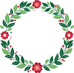 Poster - Floral wreath vector art illustration and Round Flower Vectors Design. 