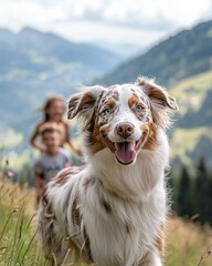 Canvas Print - Happy dog in a field. AI.