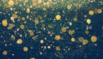Poster - Magical Golden Bokeh Light Sparkles on Dark Background. Abstract Glittering Holiday Glow for Festive Design, Celebrations, Events, Websites, Social Media, or Luxurious Christmas New Year’s Concepts