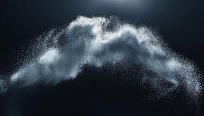 Poster - Abstract Fine Snow Particles in Motion Against Dark Background, Dramatic Winter Blizzard Effect for Concept of Cold Weather, Storm, Frost, Chaos, or Textured Backdrop for Design and Art Projects