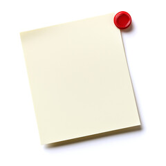 White post it note with thumbtack isolated on transparent background