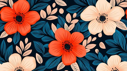 Vibrant digital floral art abstract illustration with a colorful nature background