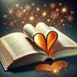 © riko2022 - Open book with pages folded into a heart shape, a symbol of romance and literature