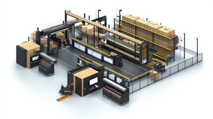 Poster - Modern Automated Warehouse System with Robotics and Storage Solutions for Efficient Supply Chain Management and Logistics Operations