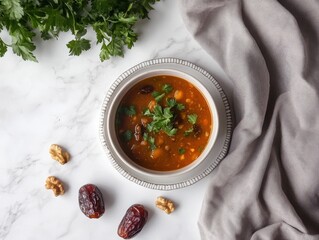 Wall Mural - Delicious Harira Soup Recipe: Moroccan Cuisine Delight, A Warm and Savory Culinary Experience