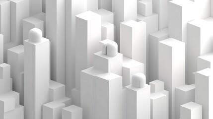 Poster - Abstract Minimalist White Cityscape Design with Geometric Shapes