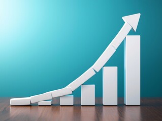 Poster - growth strategy visuals with digital charts rising upwards on a virtual display in a professional se