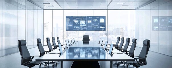 Poster - professionals adopting ai-based tools displayed on transparent screens during a strategy meeting