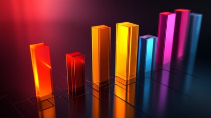 Poster - Colorful 3D Bar Graphs with Vibrant Colors Displaying Data Analysis