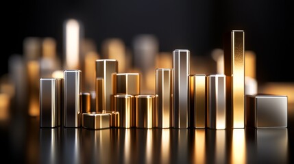 Aufkleber - Gleaming Metallic Shapes in Varying Heights and Textures