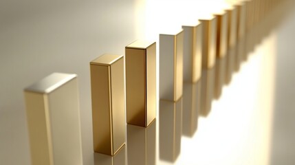 Fototapete - Golden and Silver Rectangular Blocks in Linear Arrangement on Surface