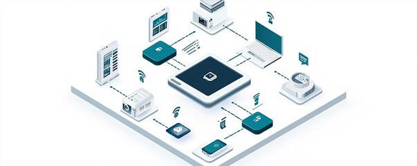 Poster - smart office equipped with advanced iot devices ensuring business connectivity and efficiency