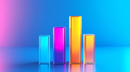 Leinwandbilder - Colorful Transparent Bars Representing Data and Growth Concept