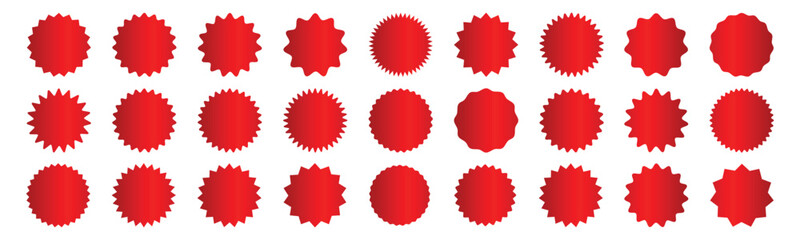 Wall Mural - set of red starburst. price sticker, sale sticker, price tag, starburst, quality mark, retro stars, 