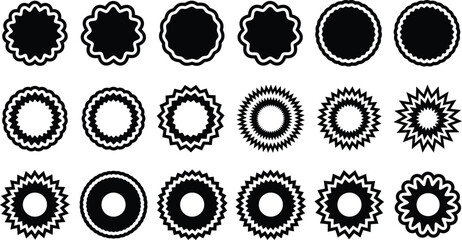 Wall Mural - set of icons of badge eggs stars, starburst badges shape, sale price tags, stars, circle and oval la