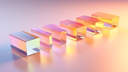 Poster - Modern Abstract Blocks in Multicolored Gradient with Reflection Effects