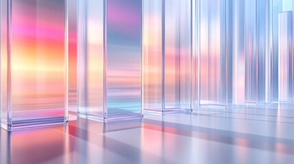 Aufkleber - Abstract light reflections in modern glass structures with colors