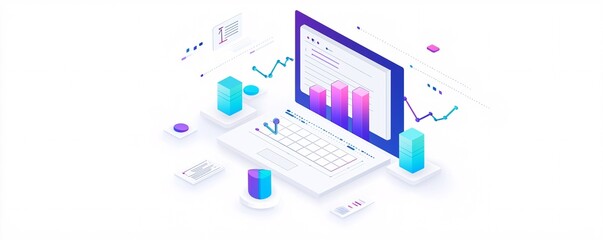 Poster - streamlining systems with digital optimization, ai interfaces and glowing analytical charts