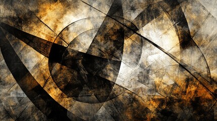Fototapete - Abstract Grunge Art with Dynamic Shapes and Dark Tones in Background
