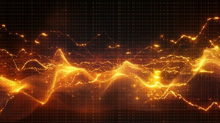Aufkleber - Abstract Flowing Wave of Light in Golden and Orange Hues