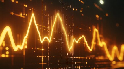 Leinwandbilder - Abstract Digital Data Visualization with Bright Orange Waveform