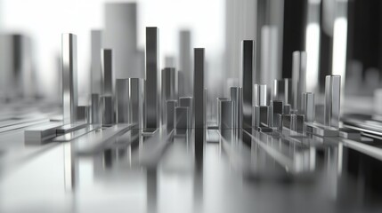 Aufkleber - Abstract Silver Cityscape with Vertical Bars and Reflections