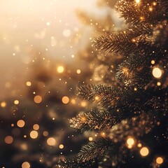 Sticker - Abstract Christmas Background – Glimmering golden glitter with blurred, defocused lights.