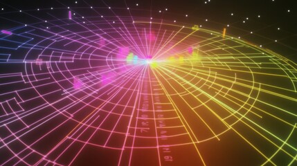 Poster - Colorful Data Visualization on a Circular Grid with Light Effects
