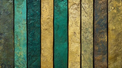 Fototapete - Colorful Textured Geometric Panels in Vibrant Shades of Green and Gold