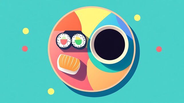 Iconic Dishes Illustration Featuring Global Cuisine and Traditional Recipes