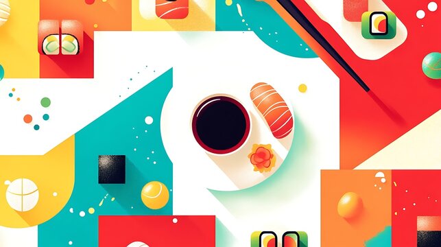 Iconic Dishes Illustration Featuring Global Cuisine and Traditional Recipes